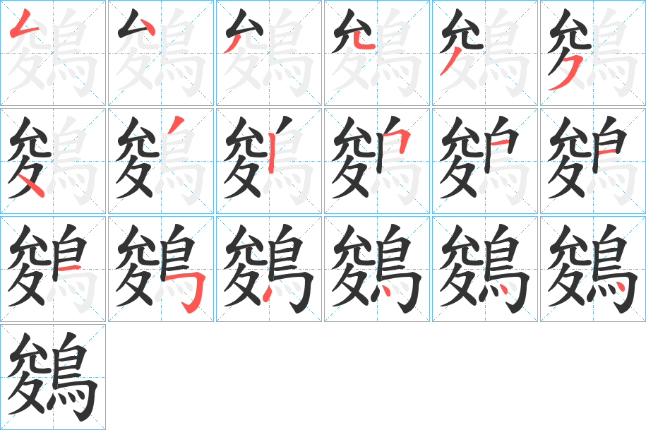 鵕字的分步写法
