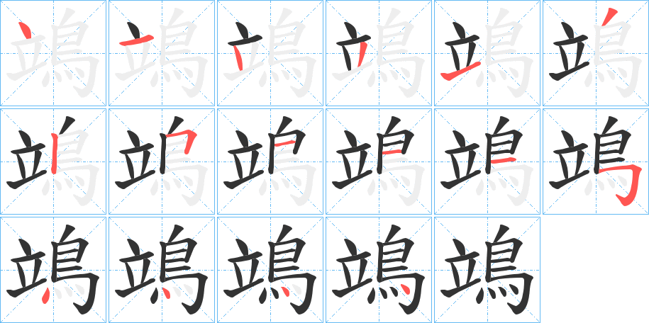鴗字的分步写法