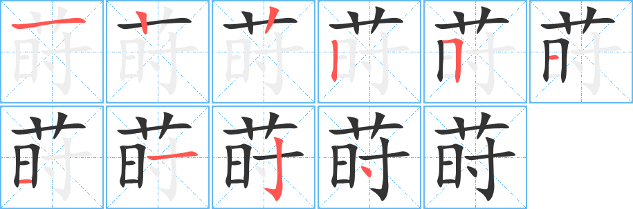 莳字的分步写法