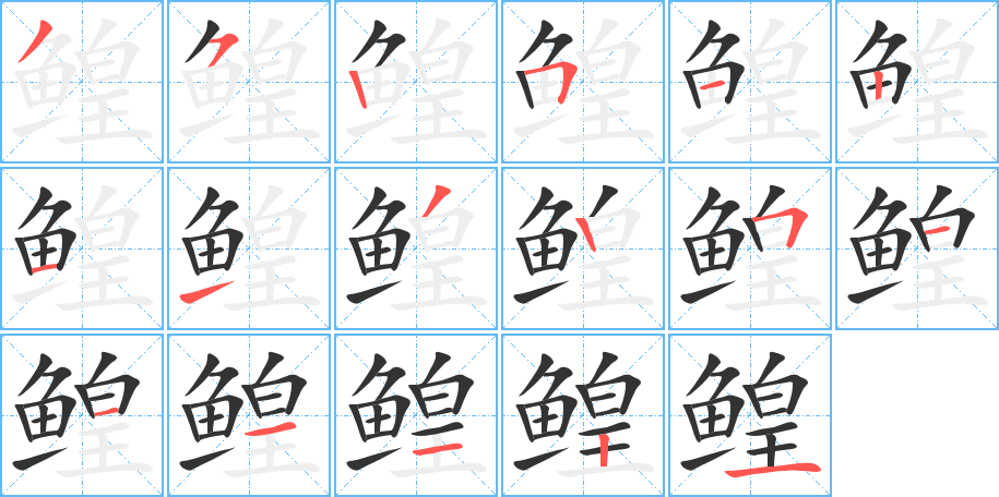 鳇字的分步写法