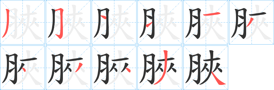 脥字的分步写法
