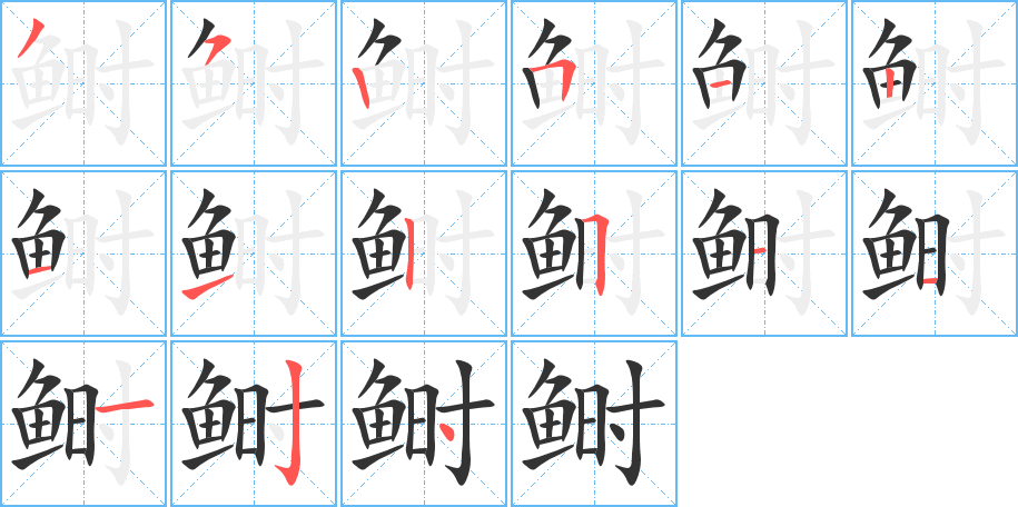 鲥字的分步写法