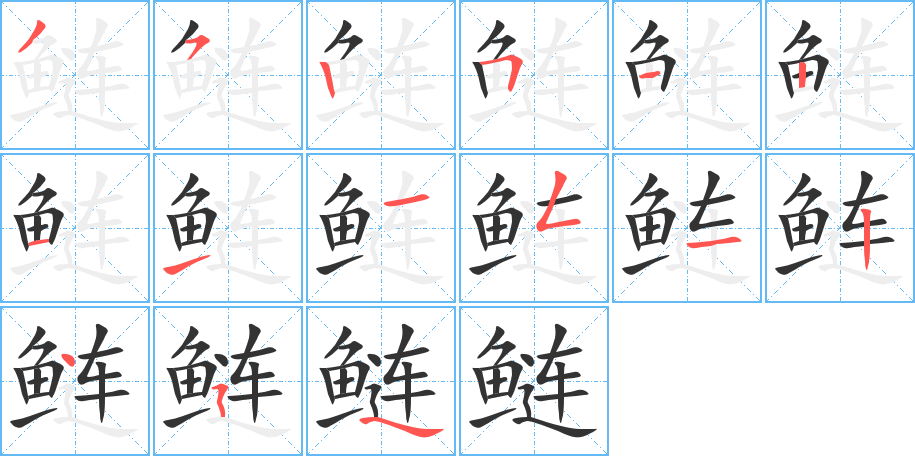鲢字的分步写法