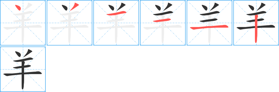 羊字的分步写法