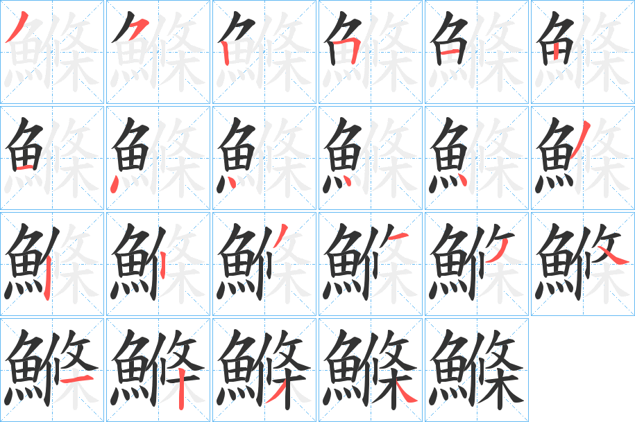 鰷字的分步写法