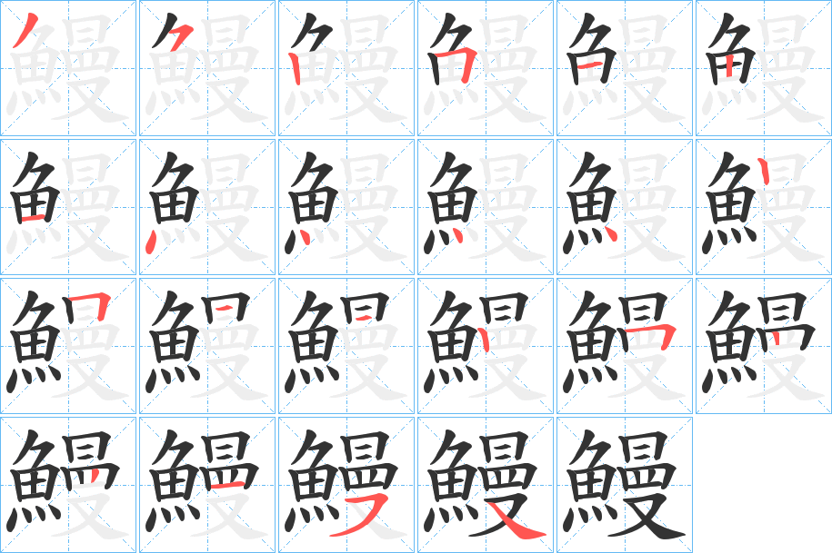 鰻字的分步写法