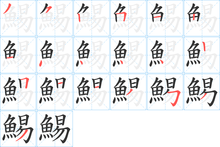 鯣字的分步写法
