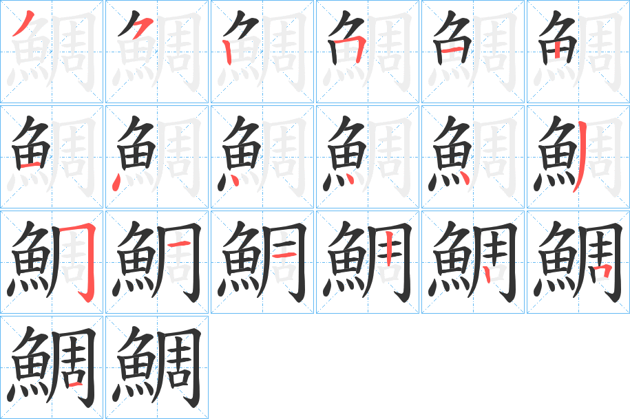 鯛字的分步写法