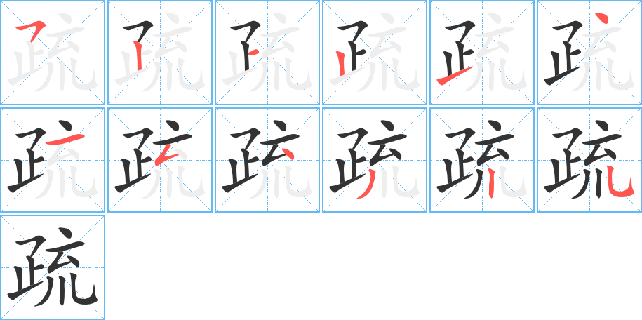 疏字的分步写法