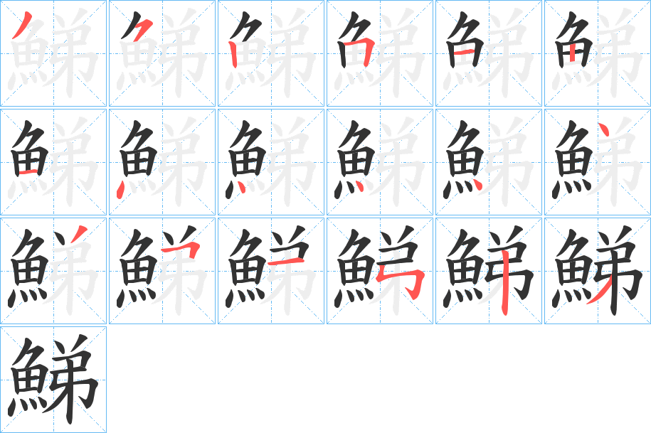 鮷字的分步写法