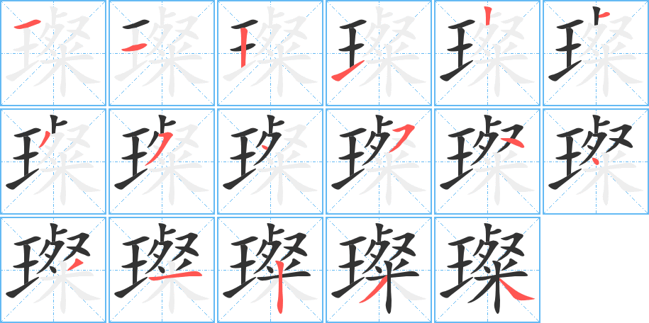 璨字的分步写法